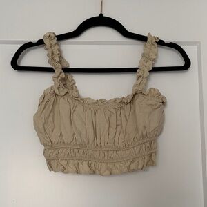 Lulus Linen Ruffled Crop